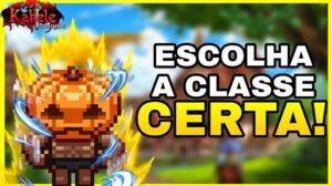 Imagem com as cinco classes de Kakele Online (Guerreiro, Mago, Caçador, Furioso, Alquimista) em destaque, com o logo CoinsHub.